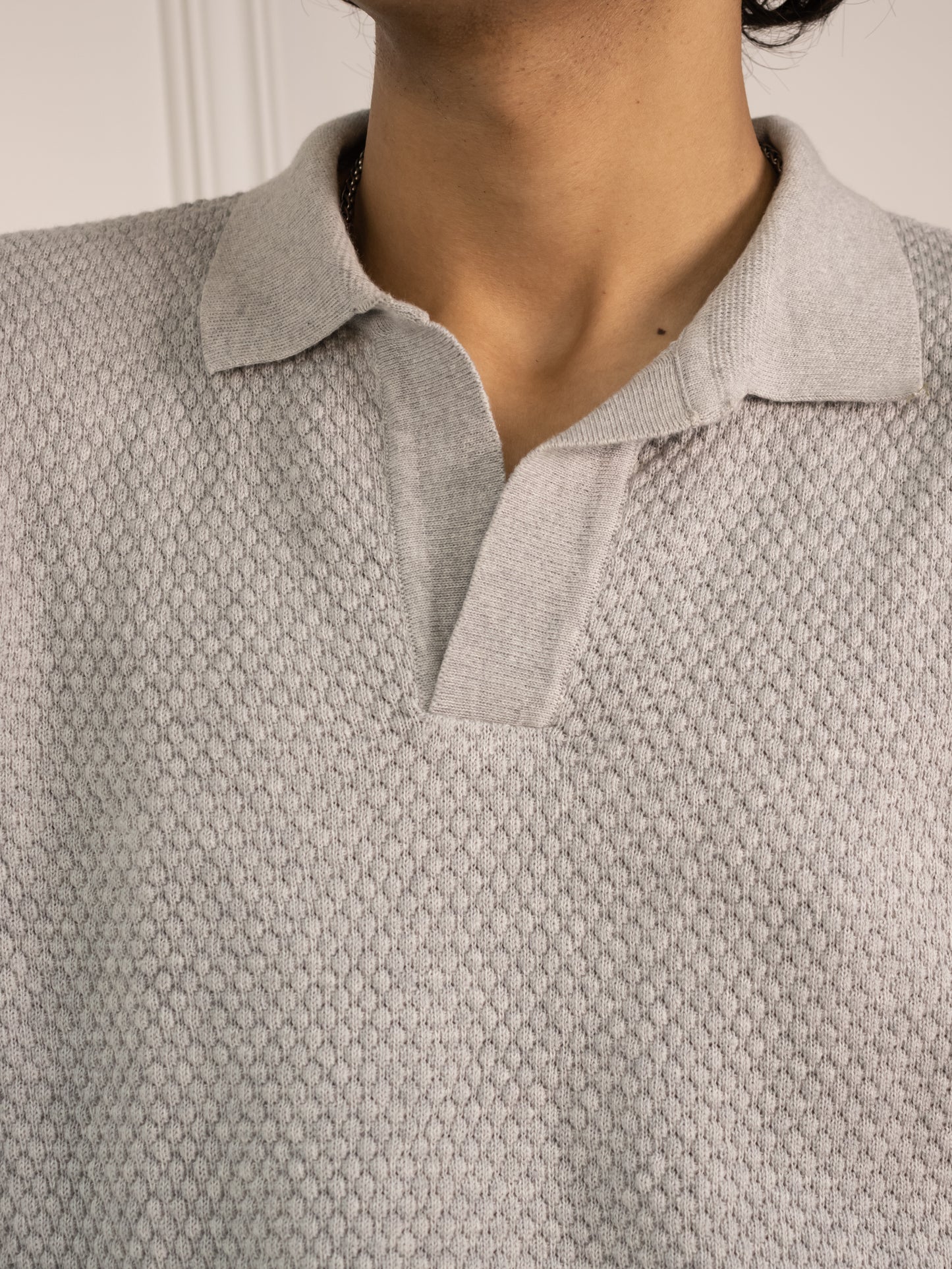 Waffle Knit Polo (Smoke)