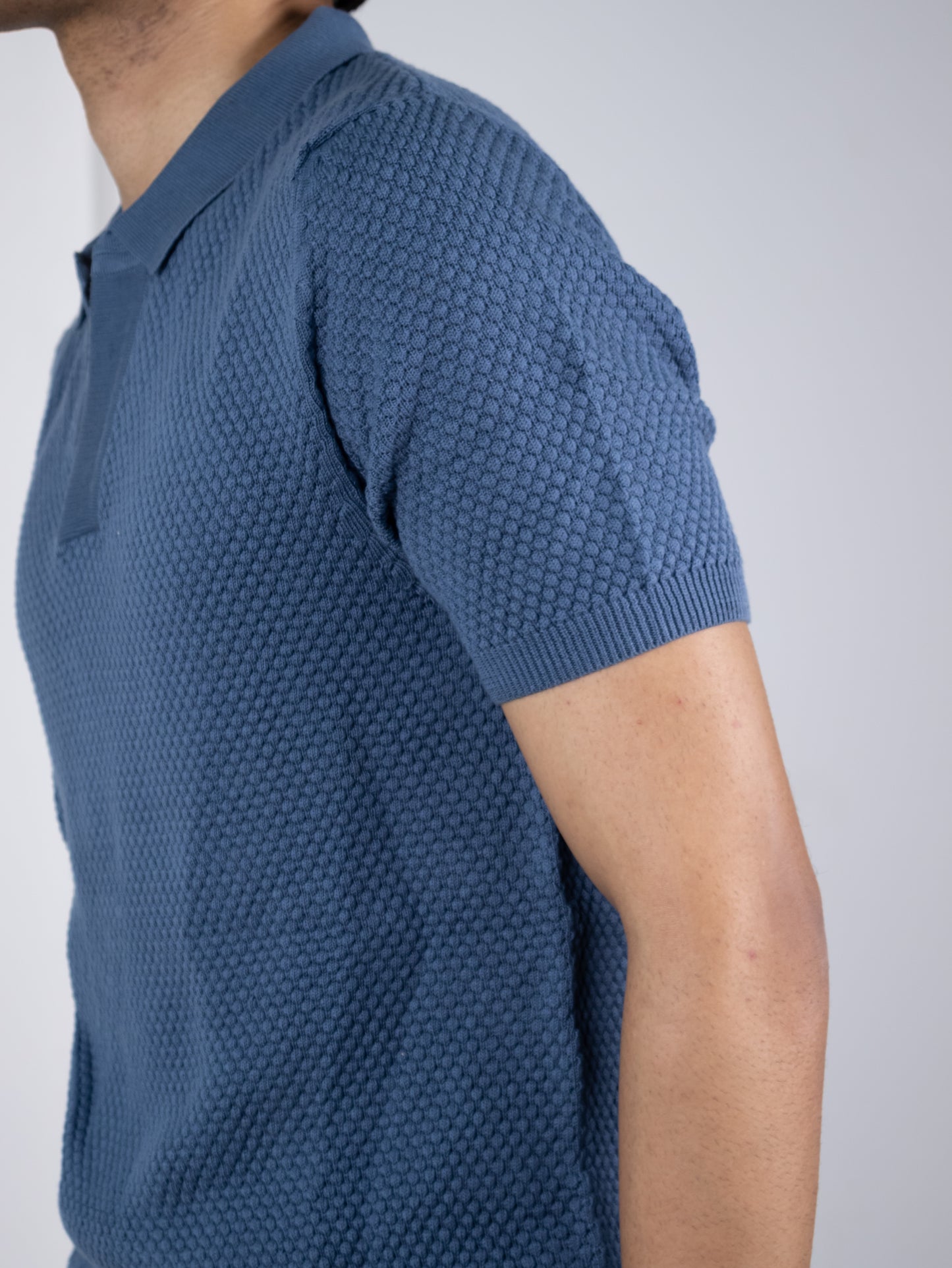 Waffle Knit Polo (Azure)