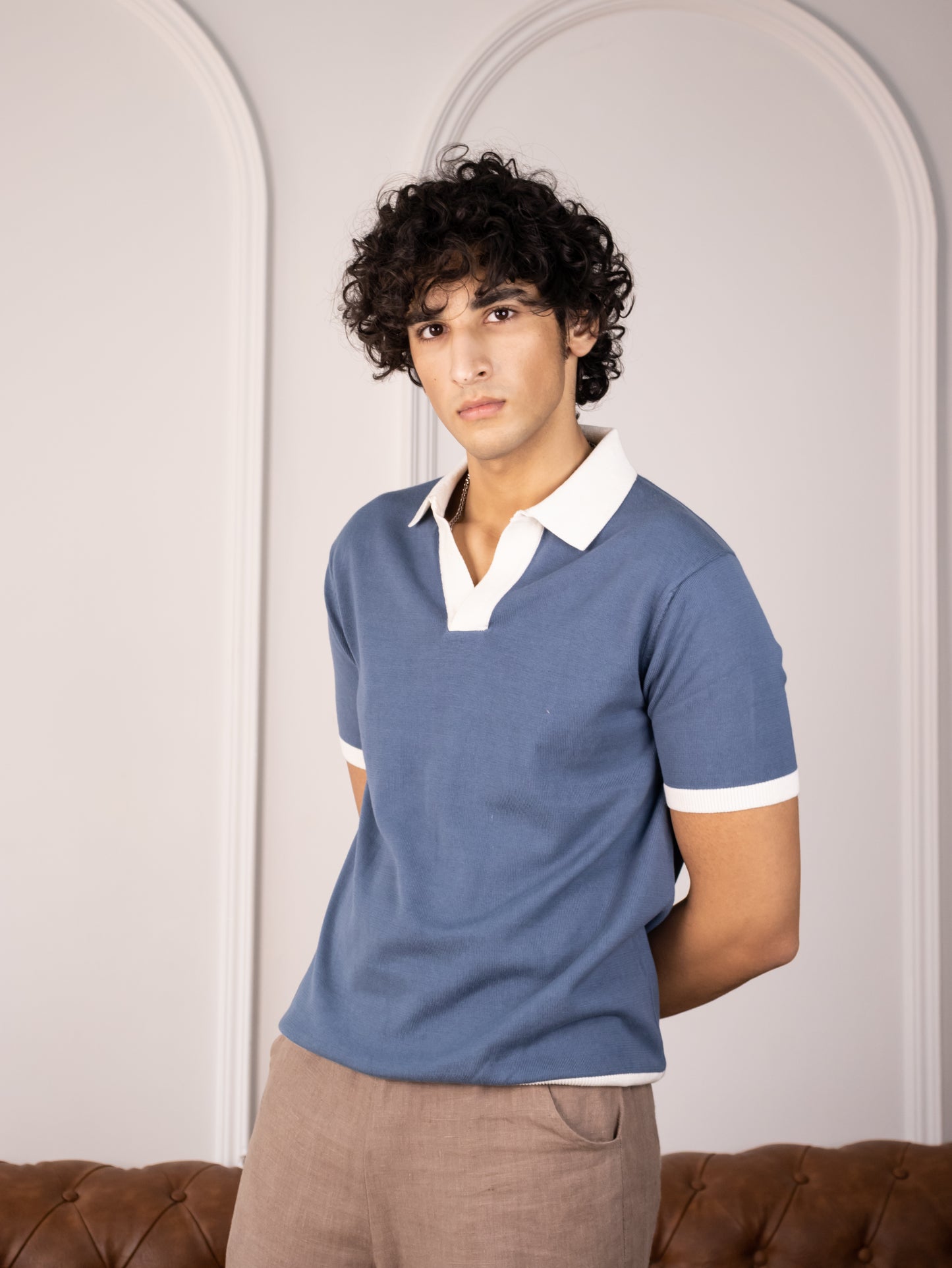 Buttonless Club Polo (Azure)