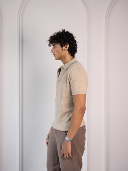 Waffle Knit Polo (Oatmilk)