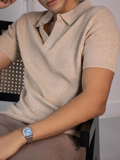 Waffle Knit Polo (Oatmilk)
