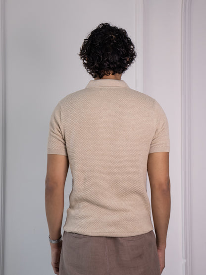 Waffle Knit Polo (Oatmilk)