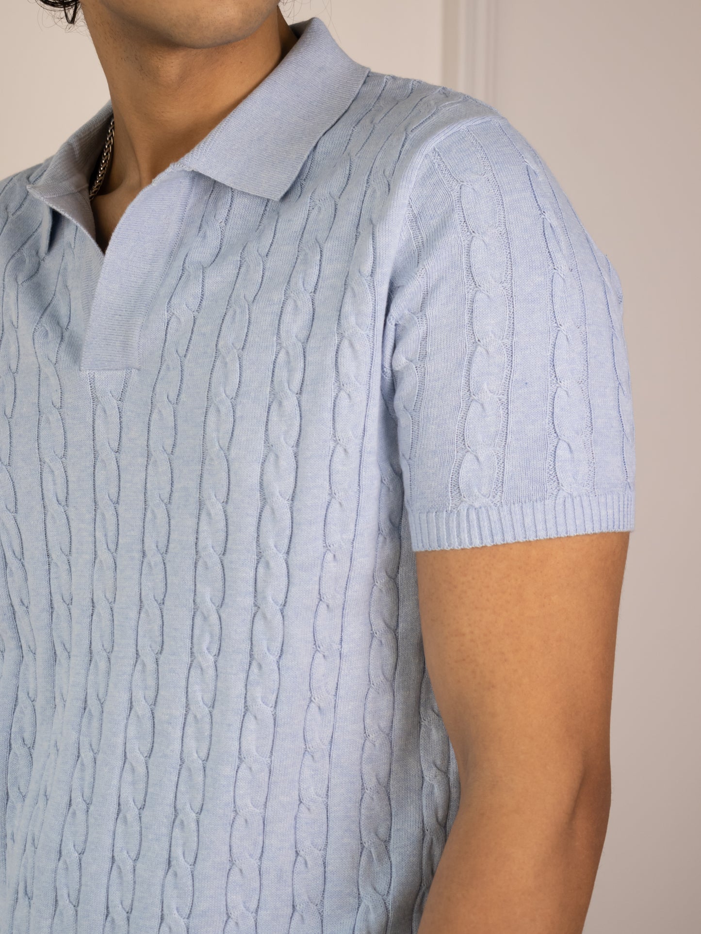 Cable Knit Polo (Marina)