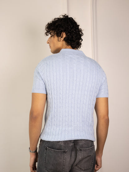 Cable Knit Polo (Marina)